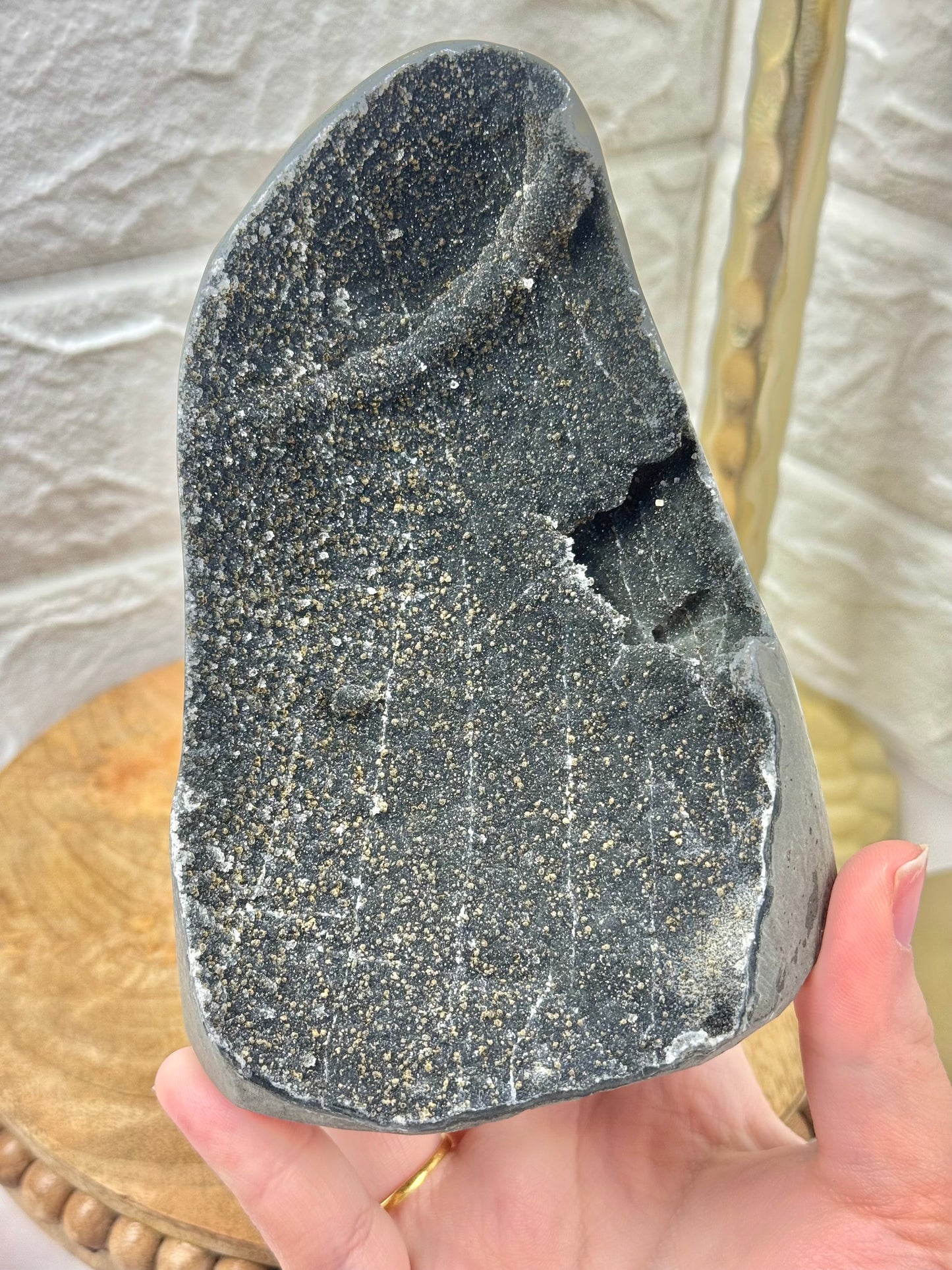 You pick! Sparkly black amethyst cutbase’s from Brazil