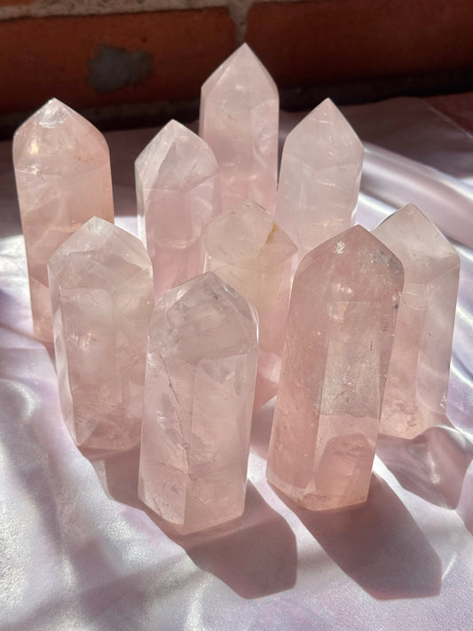 1 intuitive gemmy rose quartz tower from Madagascar