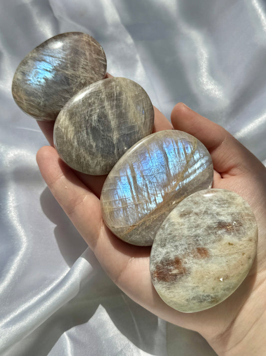 You pick! Belomorite palmstones (sunstone x moonstone)