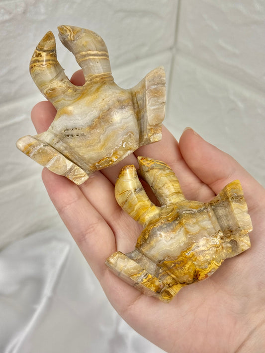 1 adorable yellow crazy lace agate crab