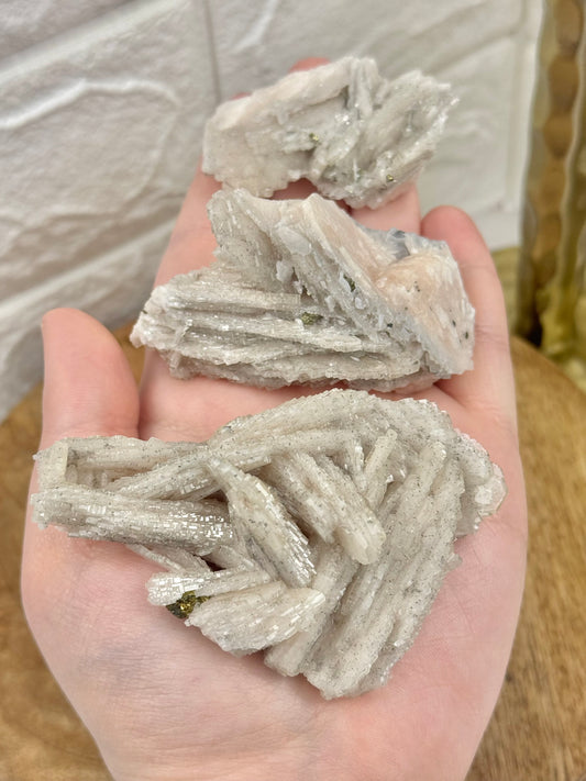 You pick! Light pink Barite specimens with pyrite from Morocco