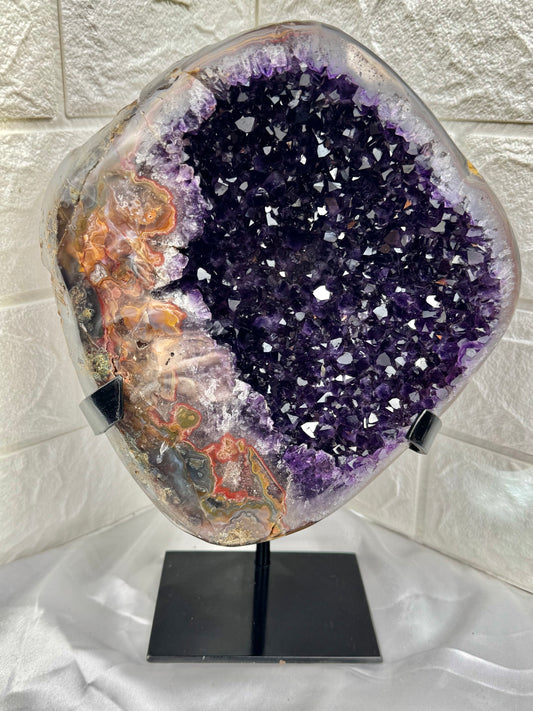 Juicy Uruguayan amethyst on stand