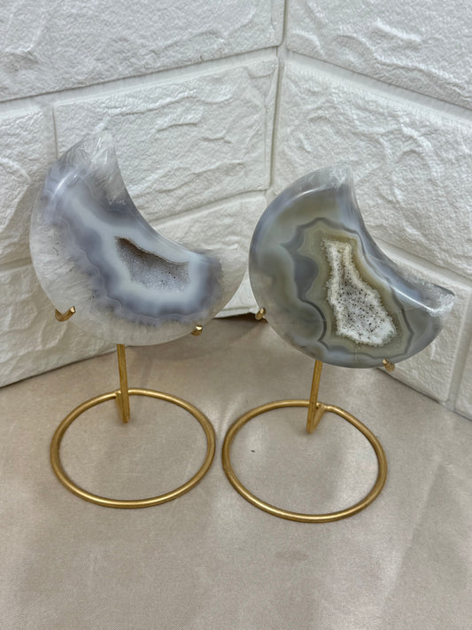 You pick! Druzy agate moon on stands from Brazil