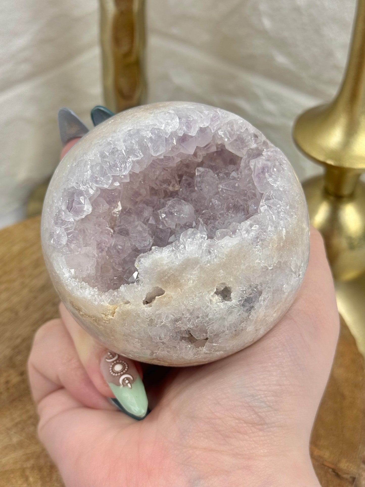 Beautiful druzy pink amethyst sphere from Brazil
