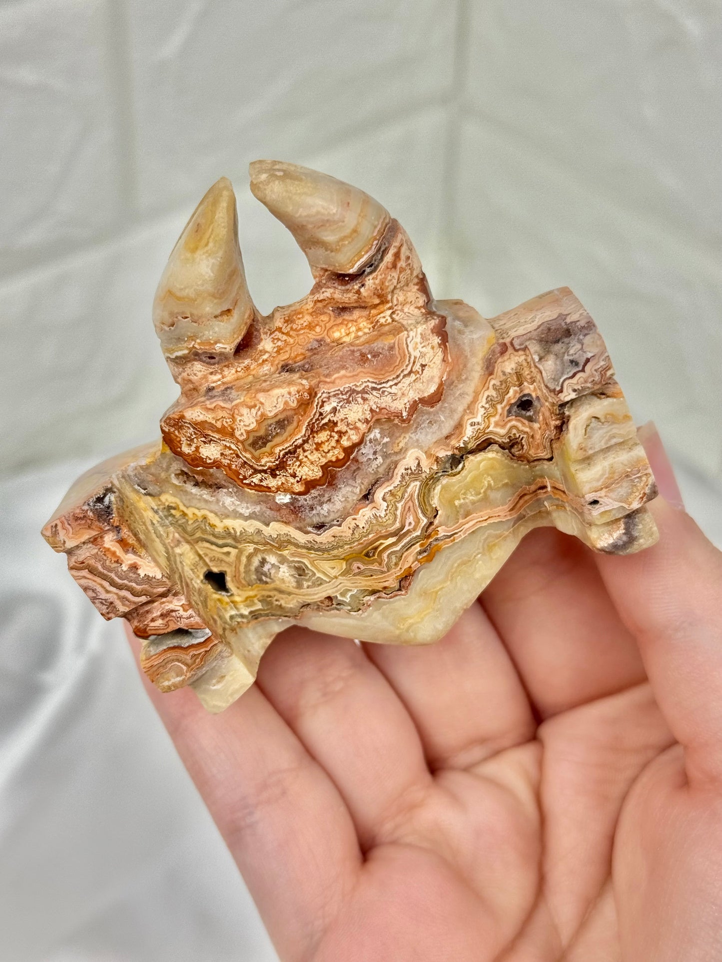 1 adorable pink crazy lace agate crab