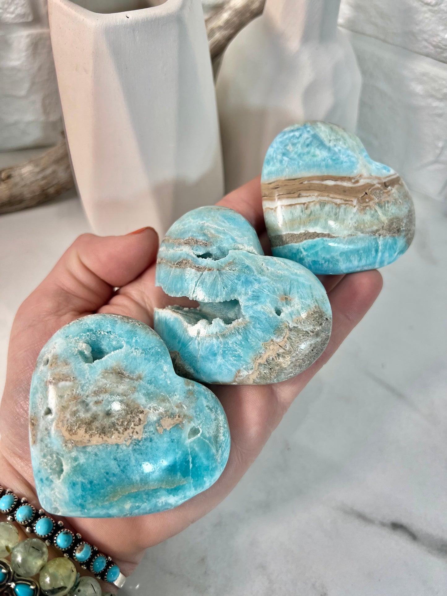 1 blue aragonite heart