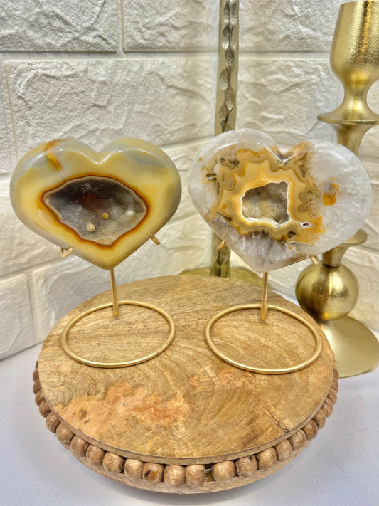 You pick! Stunning druzy agate hearts on stands from Brazil