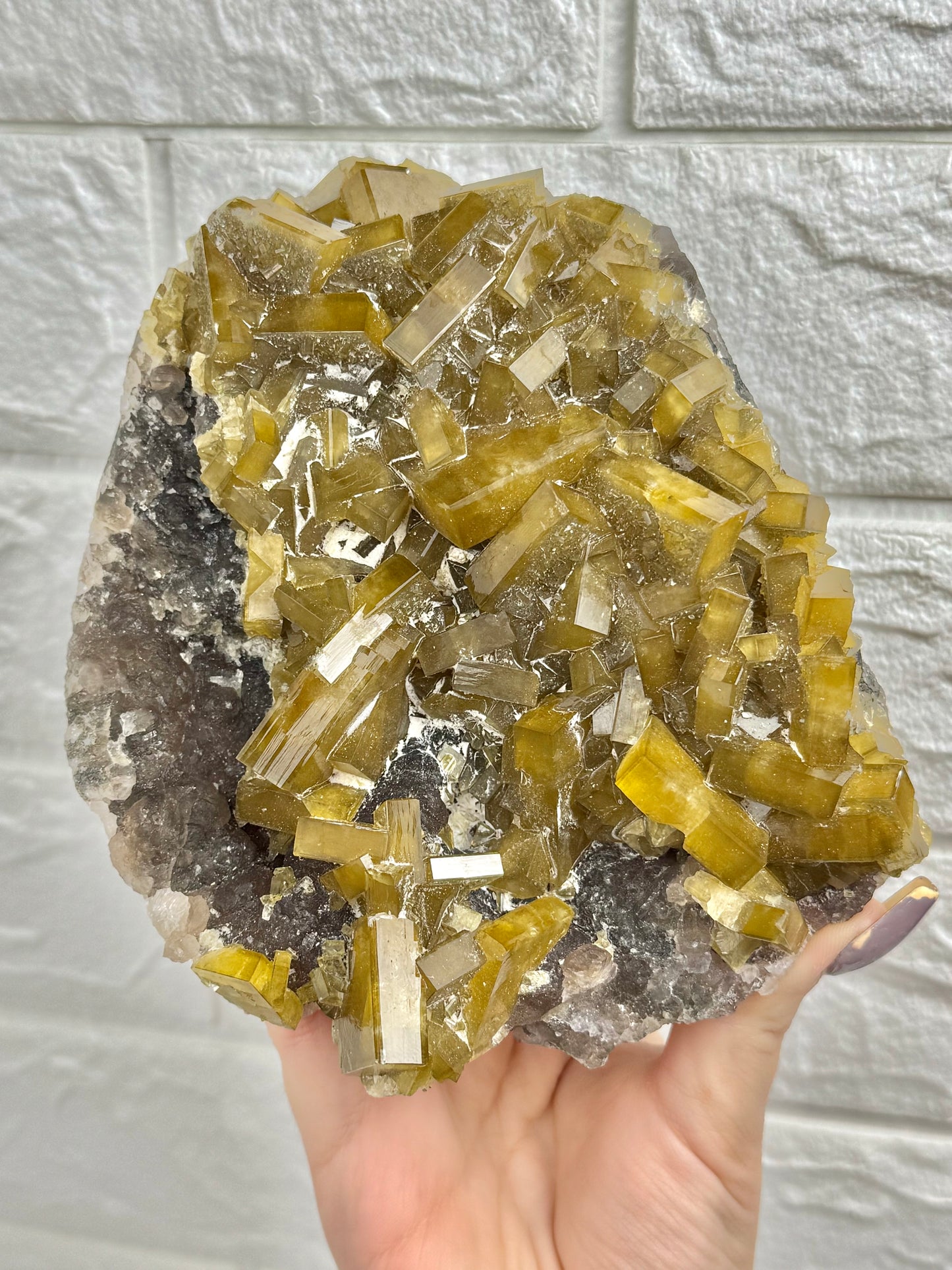 You pick! Incredible yellow barite on purple fluorite from China