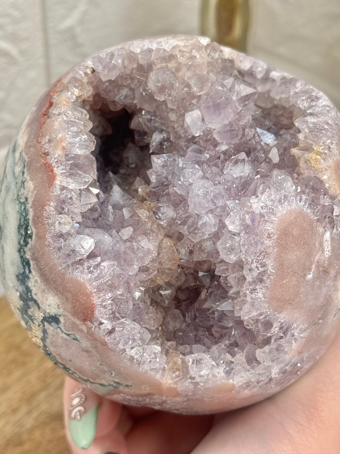 Stunning pink/purple amethyst sphere from Brazil