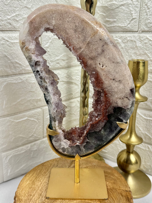 Gorgeous purple/pink/red amethyst portal on stand from Brazil