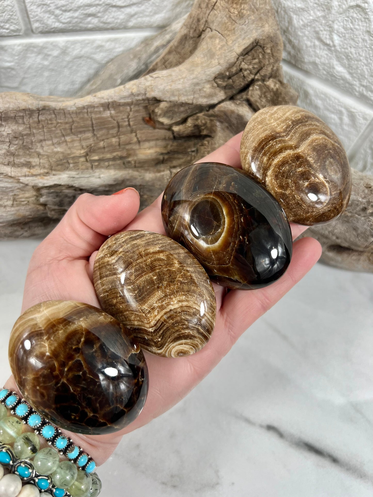 1 chocolate calcite palm stone