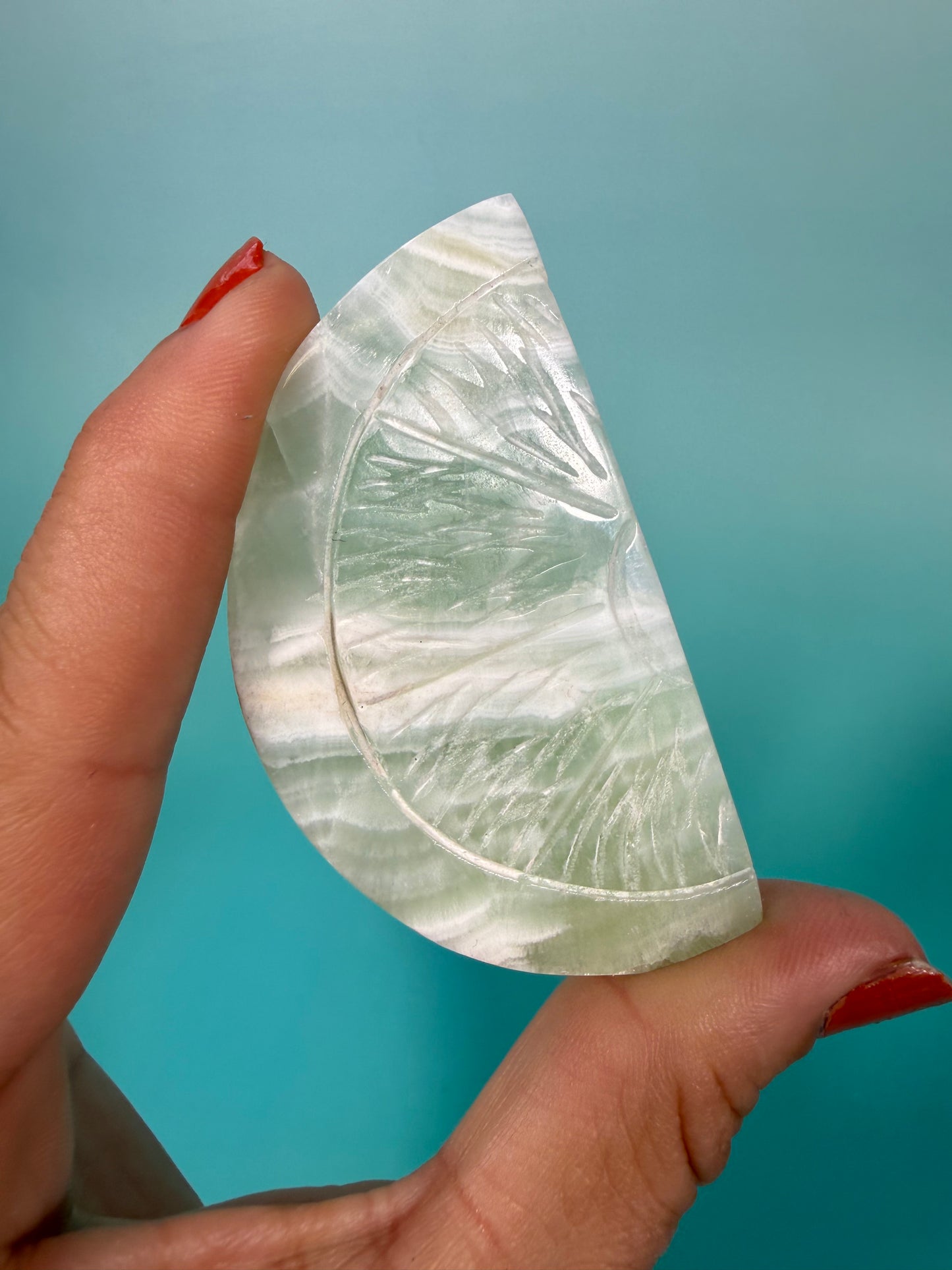 Pistachio calcite fruit slice