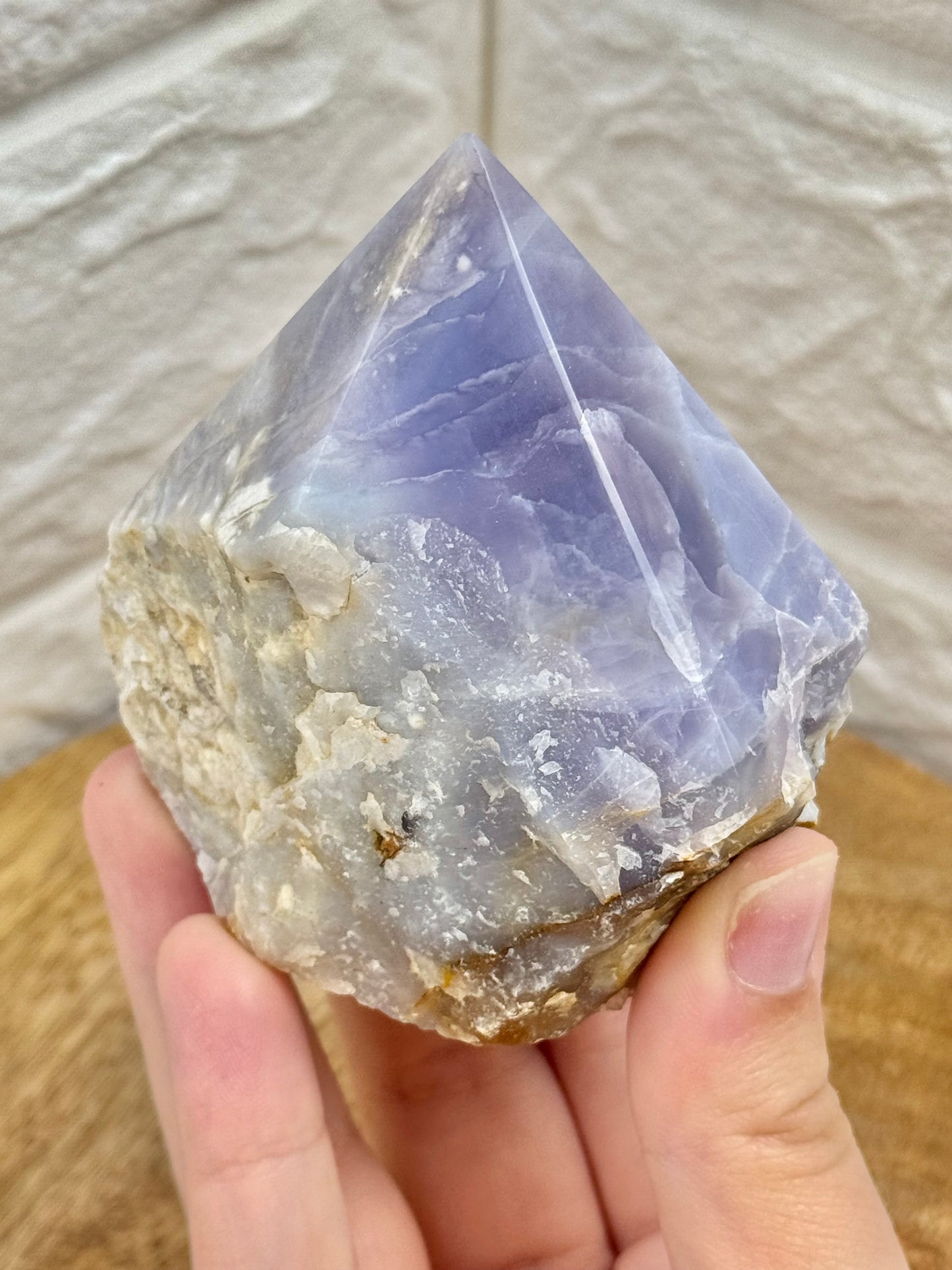 Purple Chalcedony top polished point from Indonesia