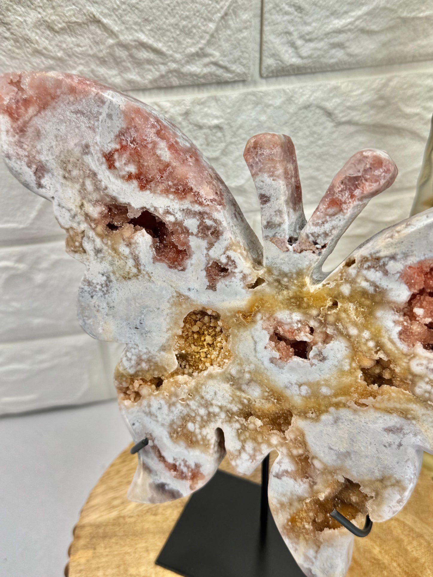 Amazing pink amethyst butterfly on stand from Brazil