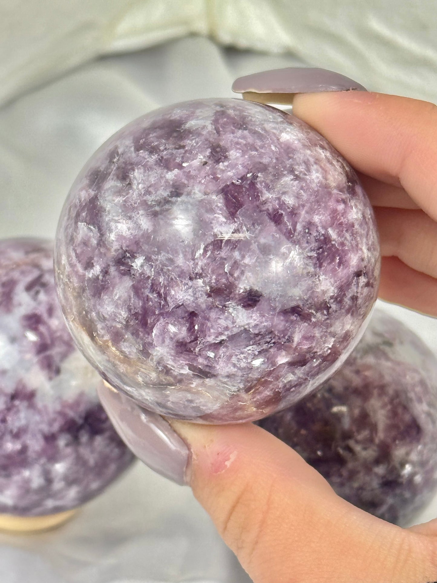 1 flashy lepidolite sphere
