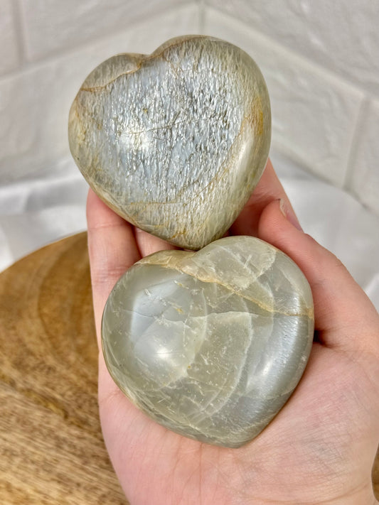 1 flashy sage moonstone heart
