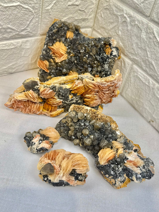 You pick! Peachy barite with cerussite from Morocco