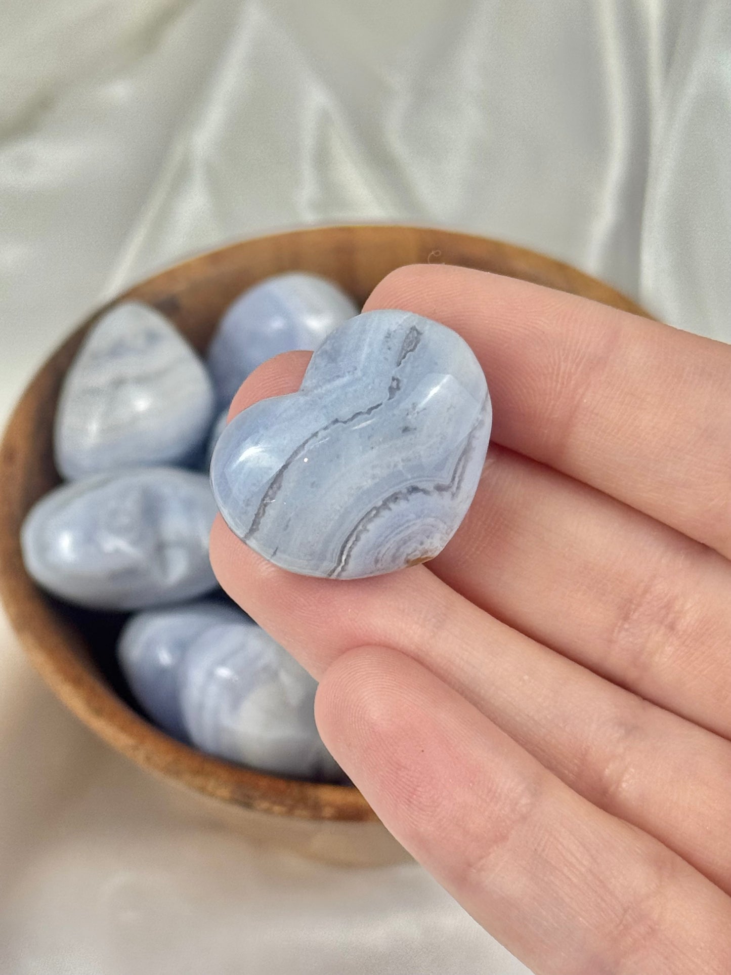 1 beautiful banded blue lace agate small heart