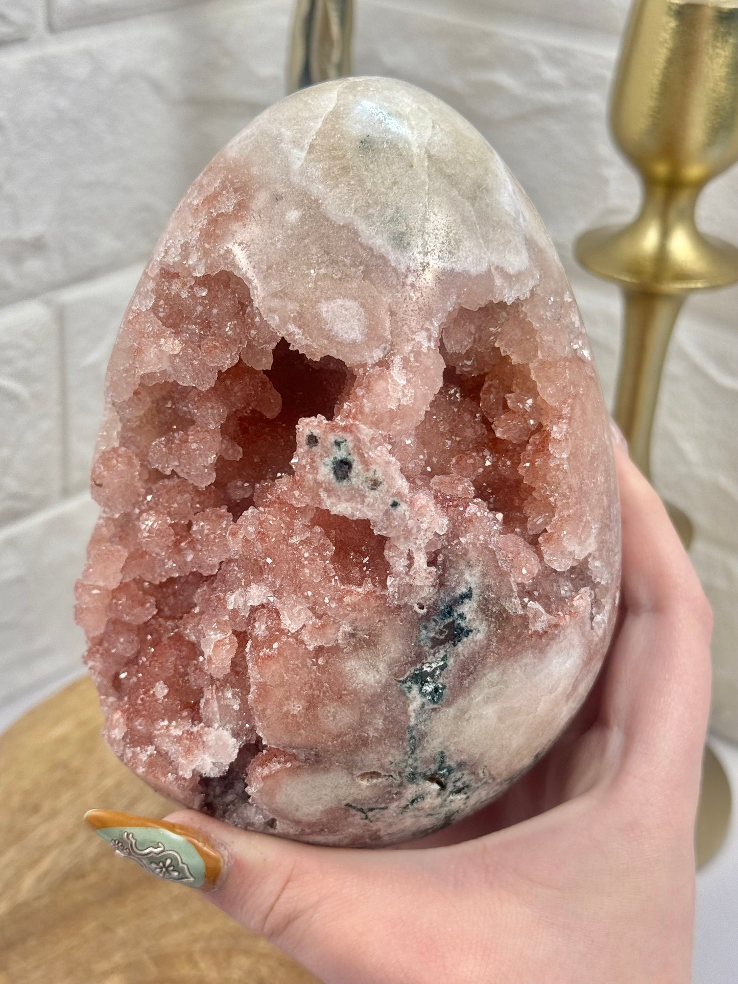 Amazing XL druzy pink amethyst egg from Brazil