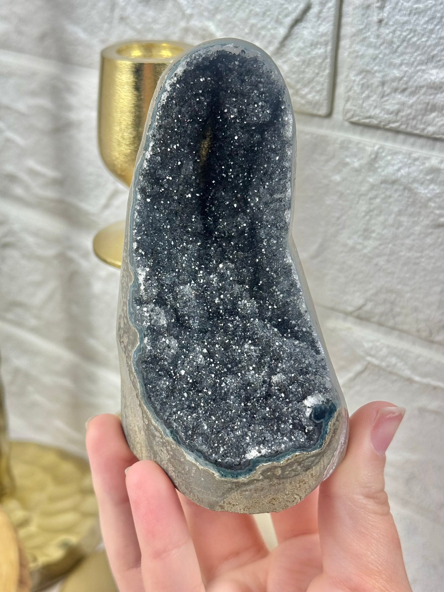 You pick! Sparkly black amethyst cutbase’s from Brazil