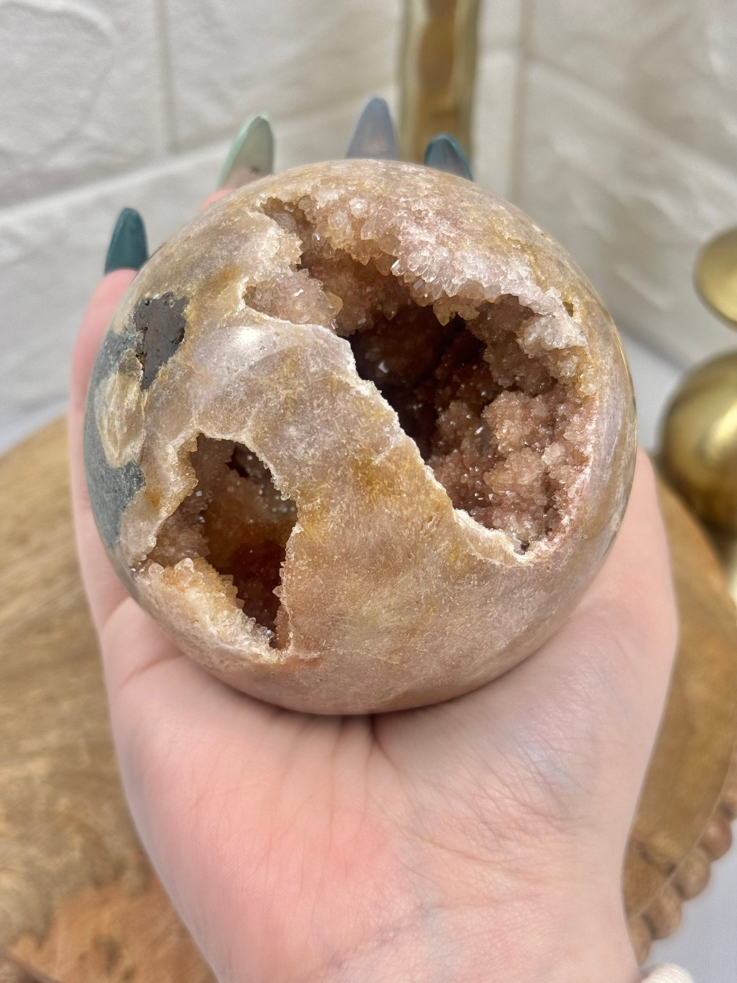 Unique druzy pink amethyst sphere from Brazil