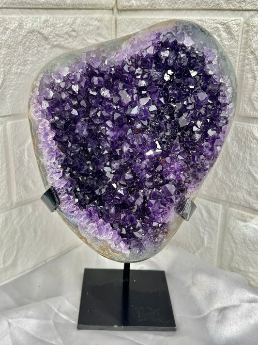 Gorgeous deep purple amethyst on stand from Uruguay