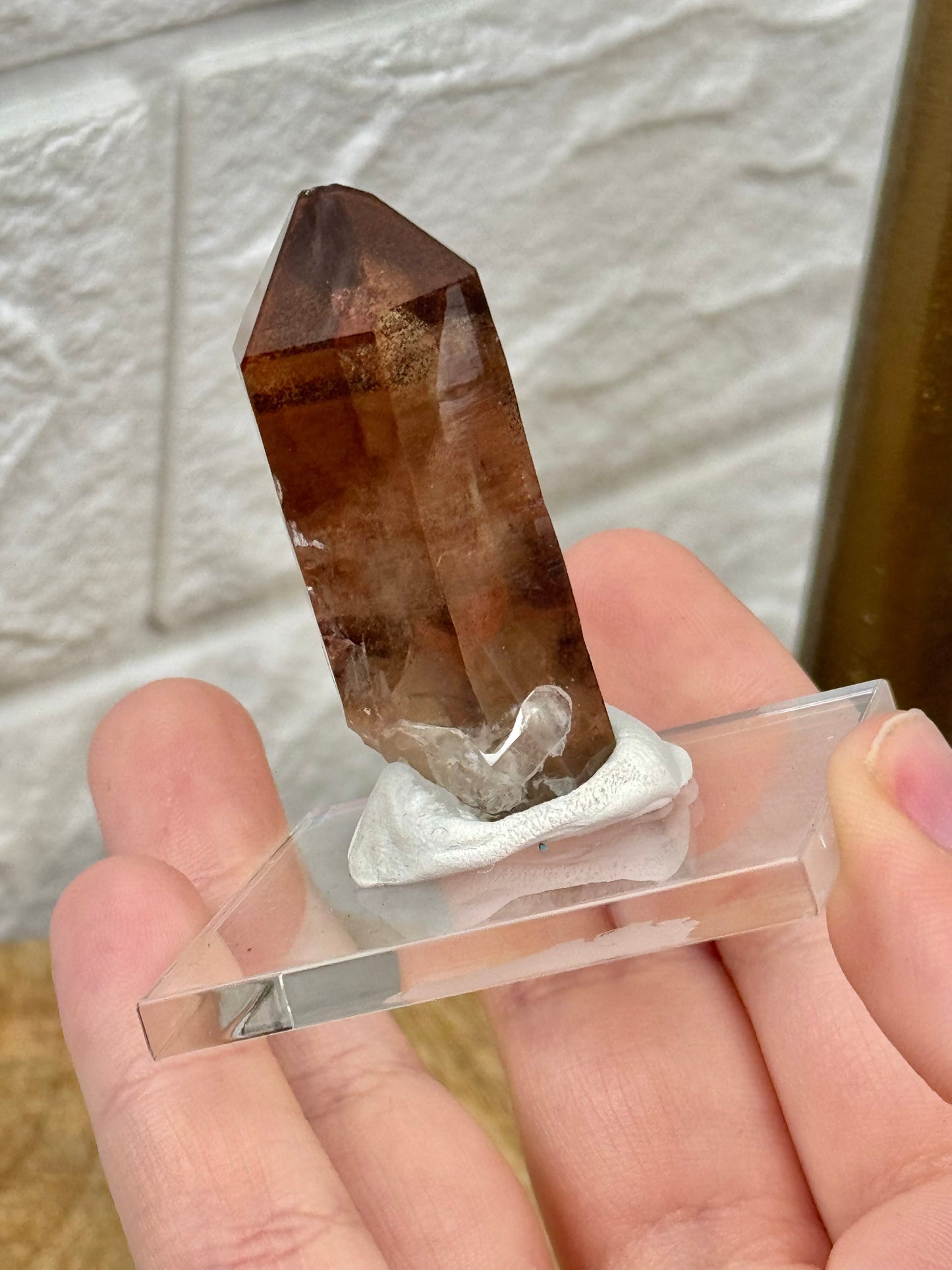 You pick! Hematite included smoky quartz points on stands from Orange river Namibia