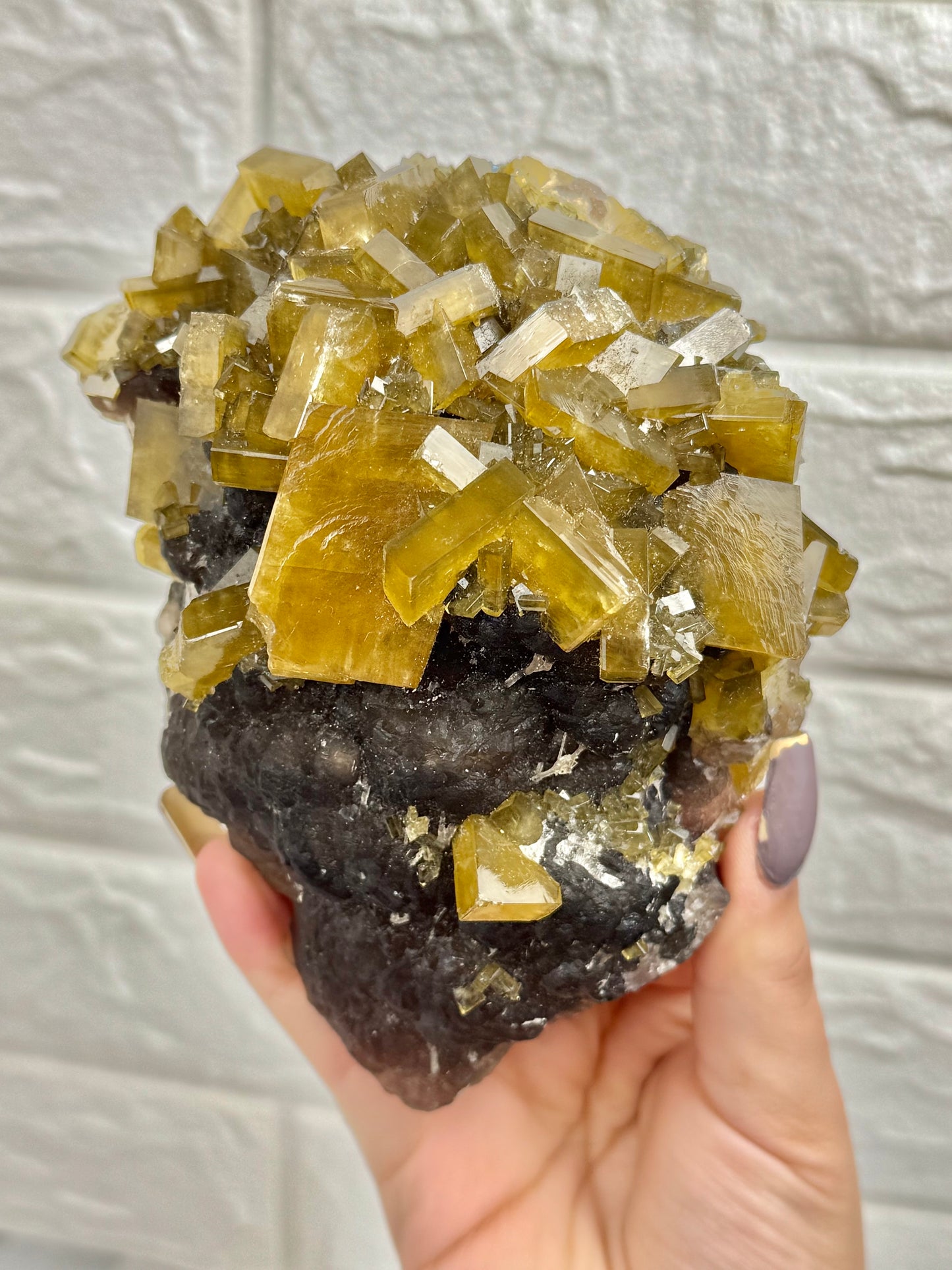 You pick! Incredible yellow barite on purple fluorite from China