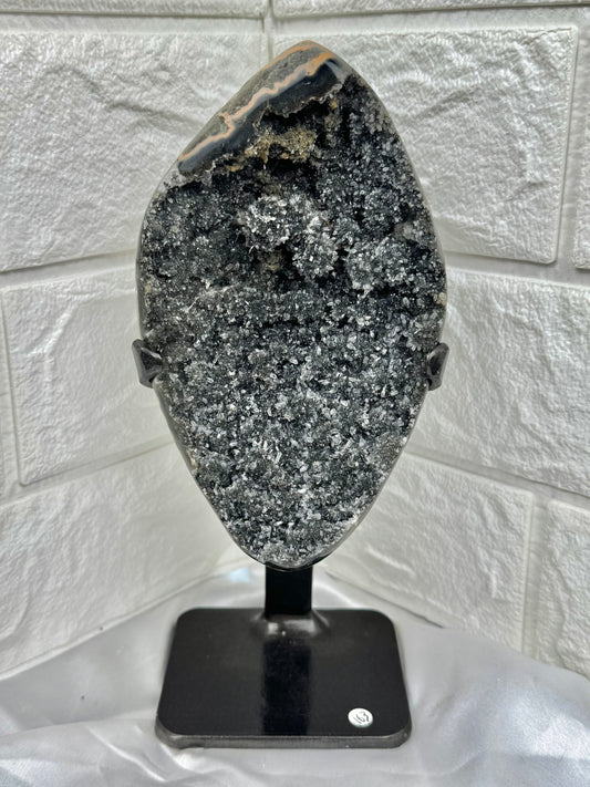 Incredible black amethyst on stand from Brazil