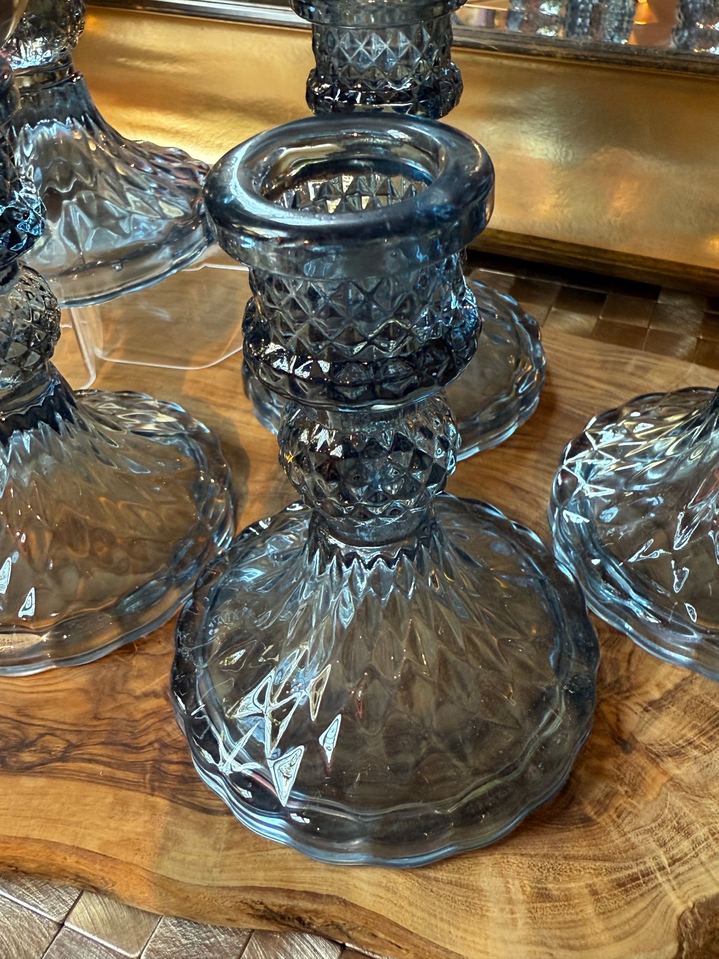 1 dark blue glass sphere/candle holder (sphere not included)