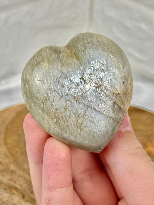 Flashy sage moonstone heart
