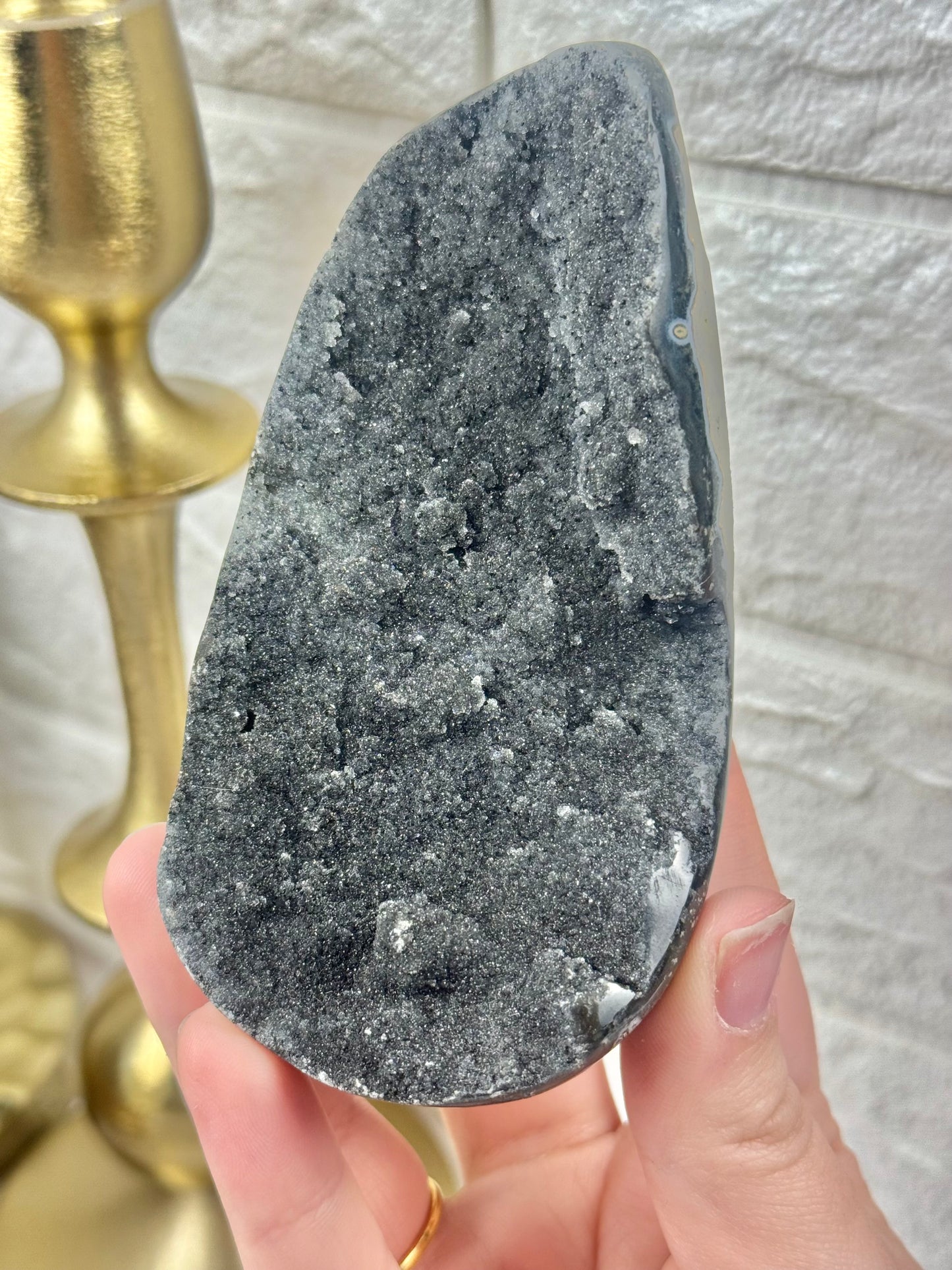 You pick! Sparkly black amethyst cutbase’s from Brazil