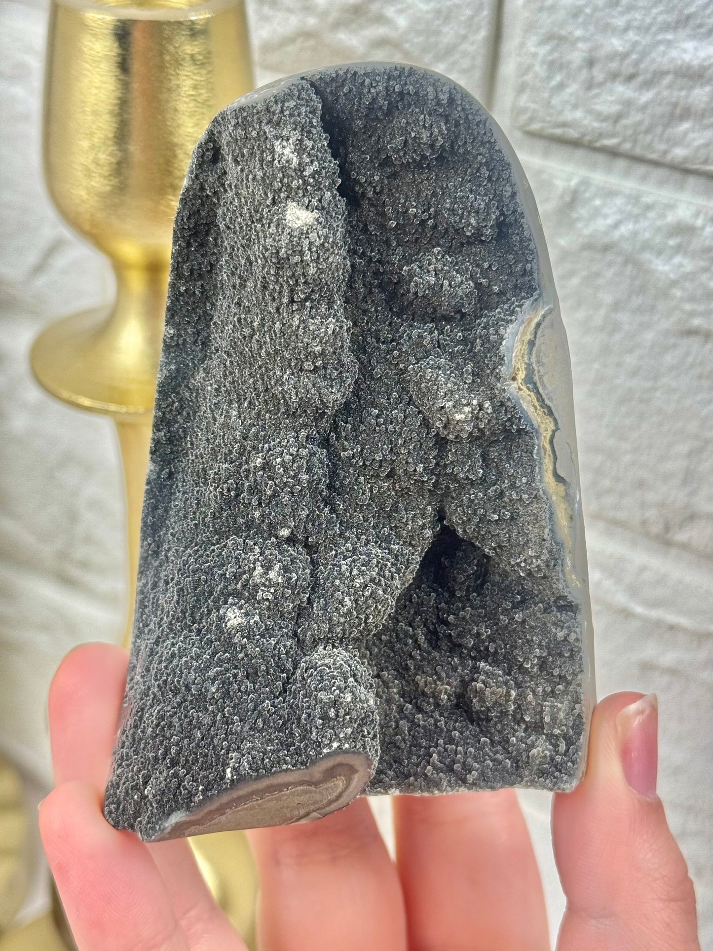 You pick! Sparkly black amethyst cutbase’s from Brazil