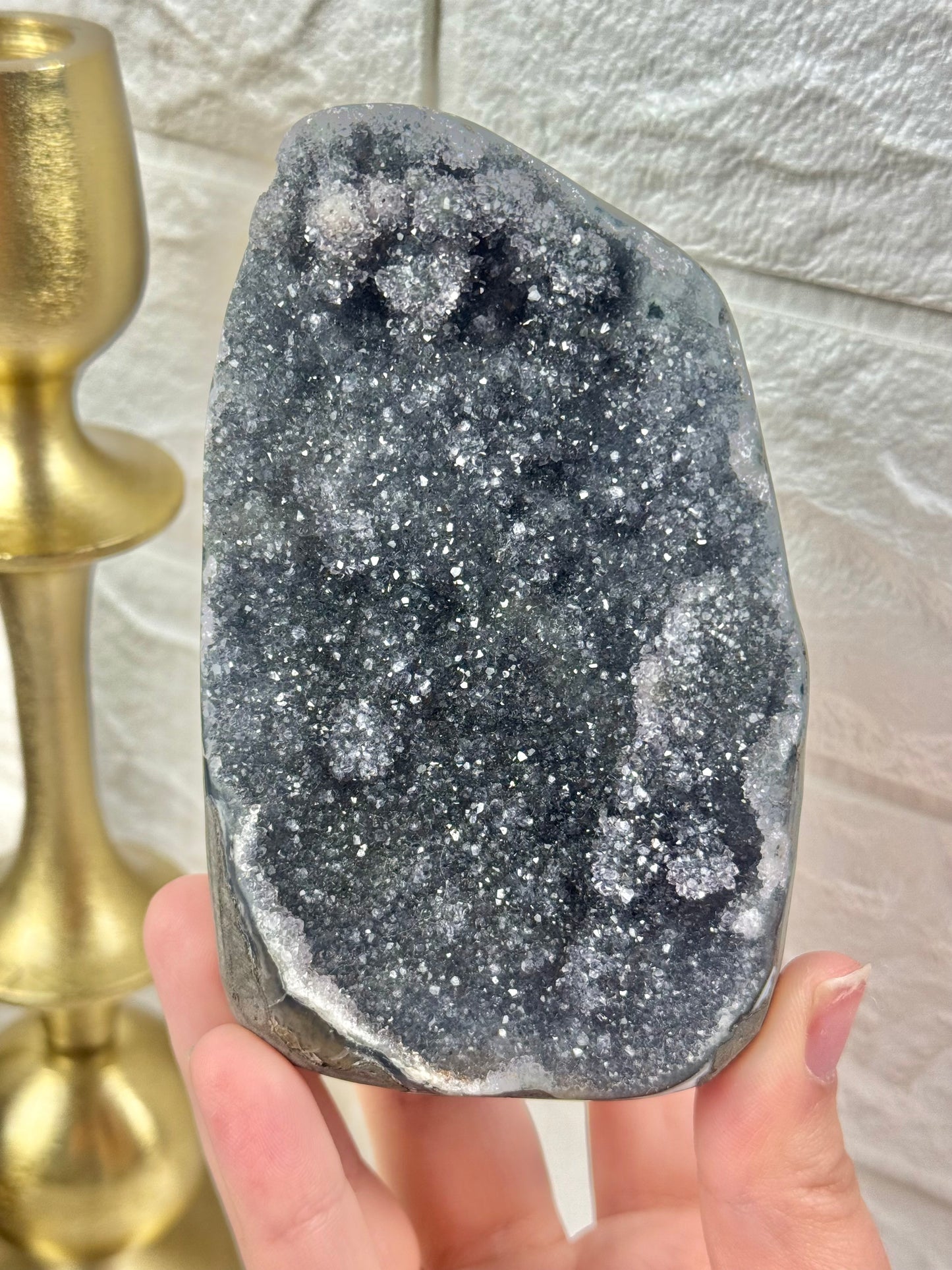 You pick! Sparkly black amethyst cutbase’s from Brazil