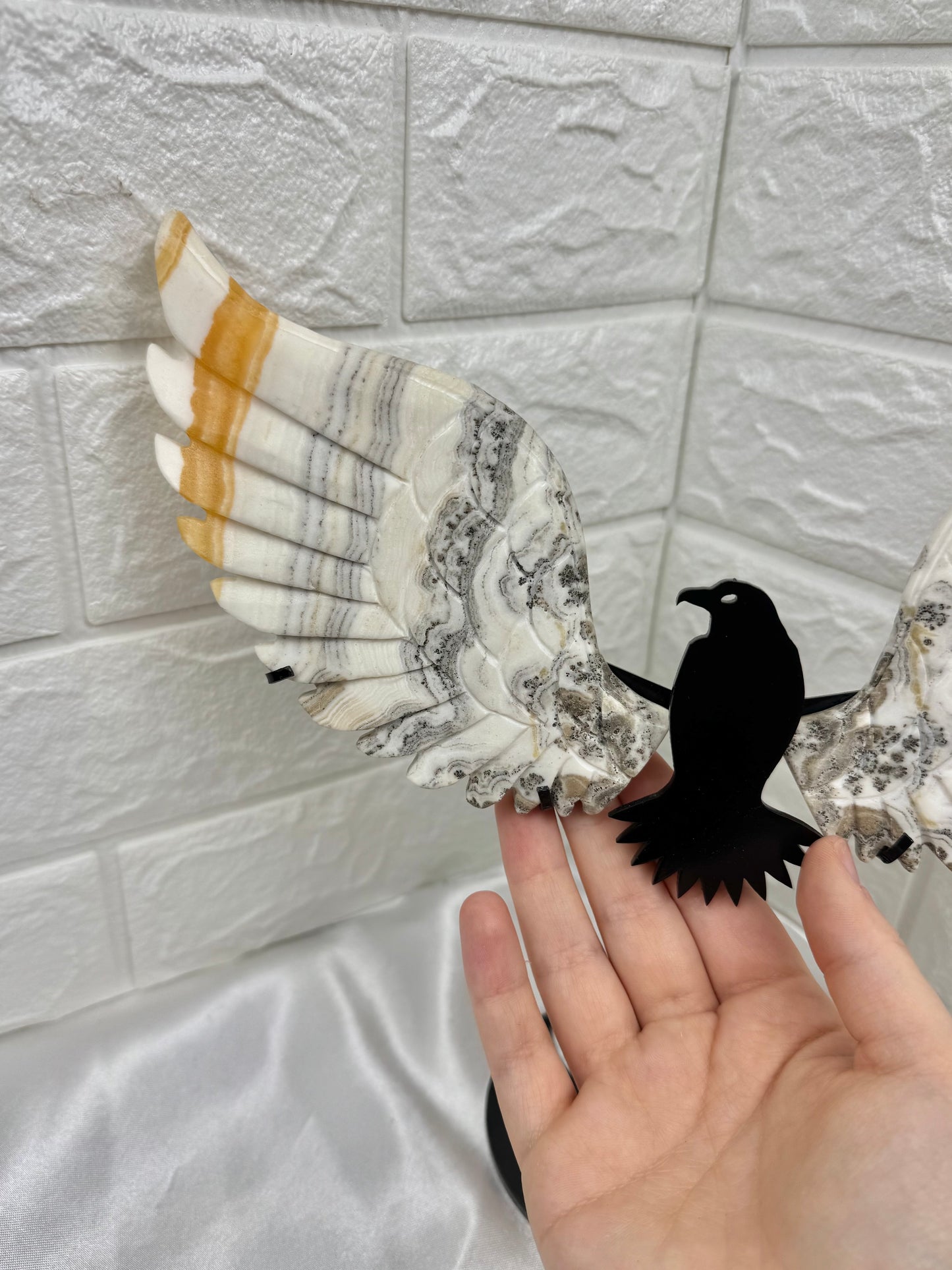 Amazing dendritic orange calcite bird wings B