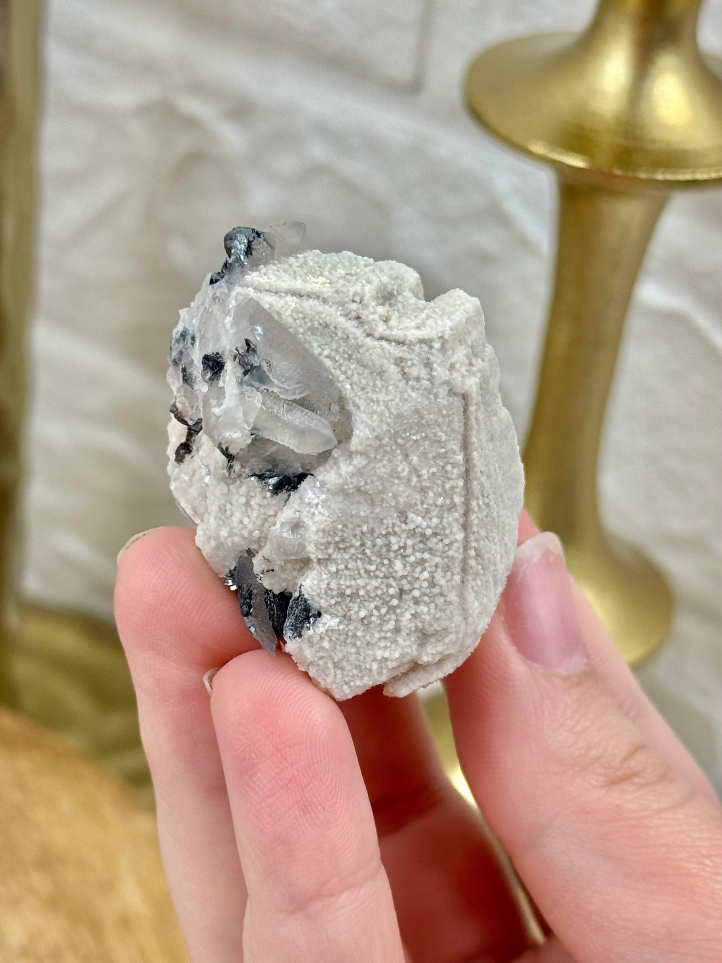 You pick! Cherry blossom calcite on quartz from China