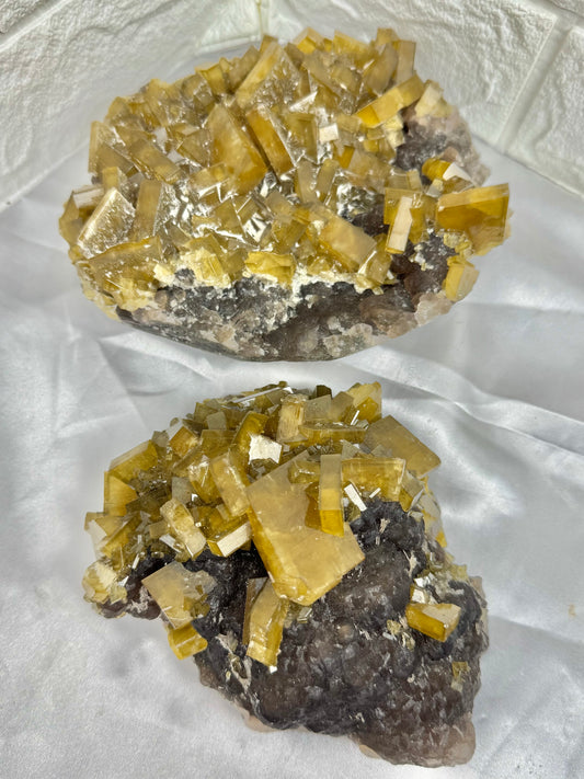 You pick! Incredible yellow barite on purple fluorite from China