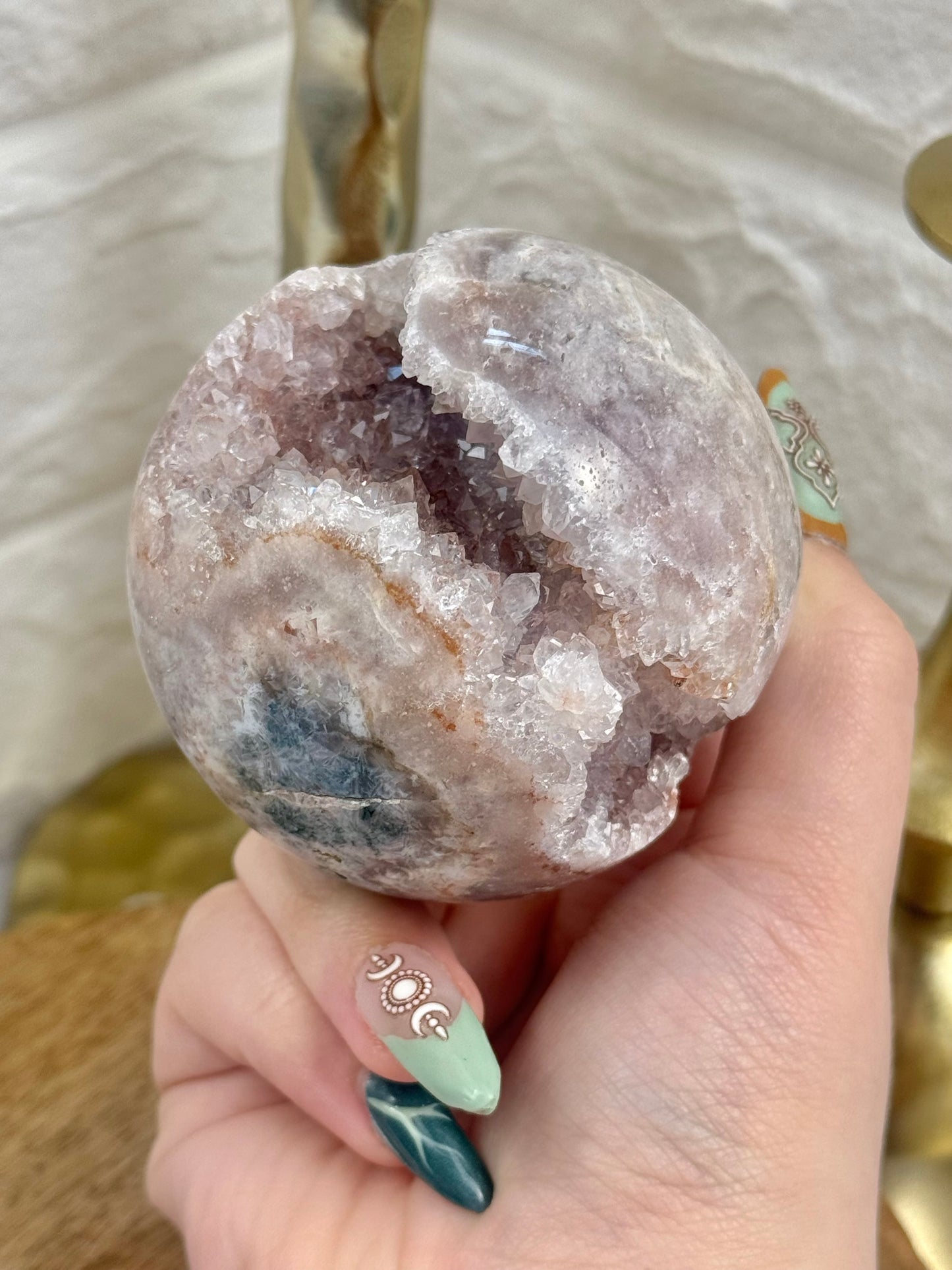 Stunning druzy pink amethyst sphere from Brazil