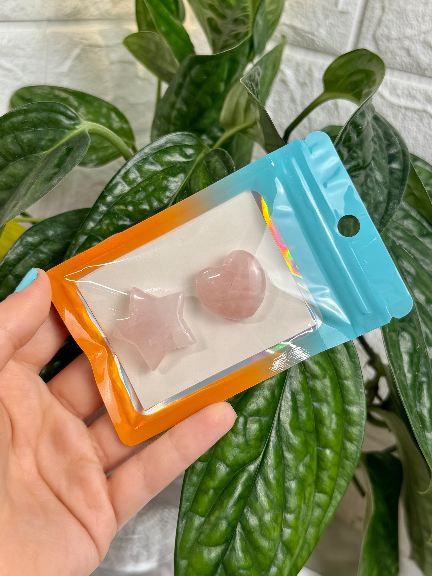 1 auramoon rose quartz star and heart pack