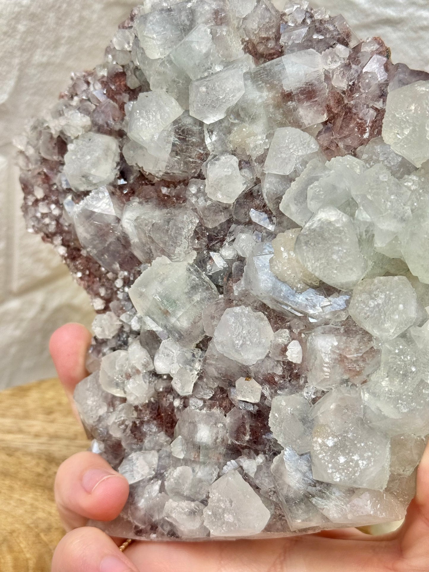 Stunning statement green and red apophyllite specimen from India