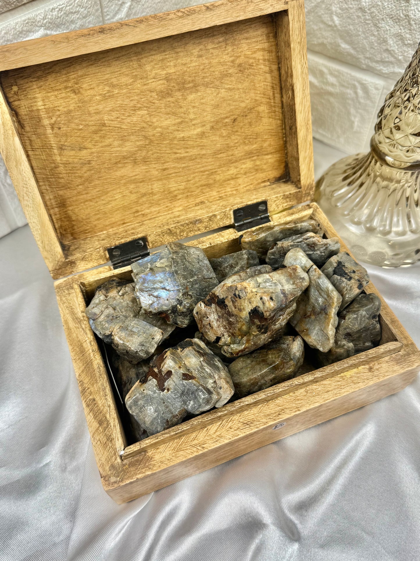 1 raw piece of blue moonstone from Wisconsin