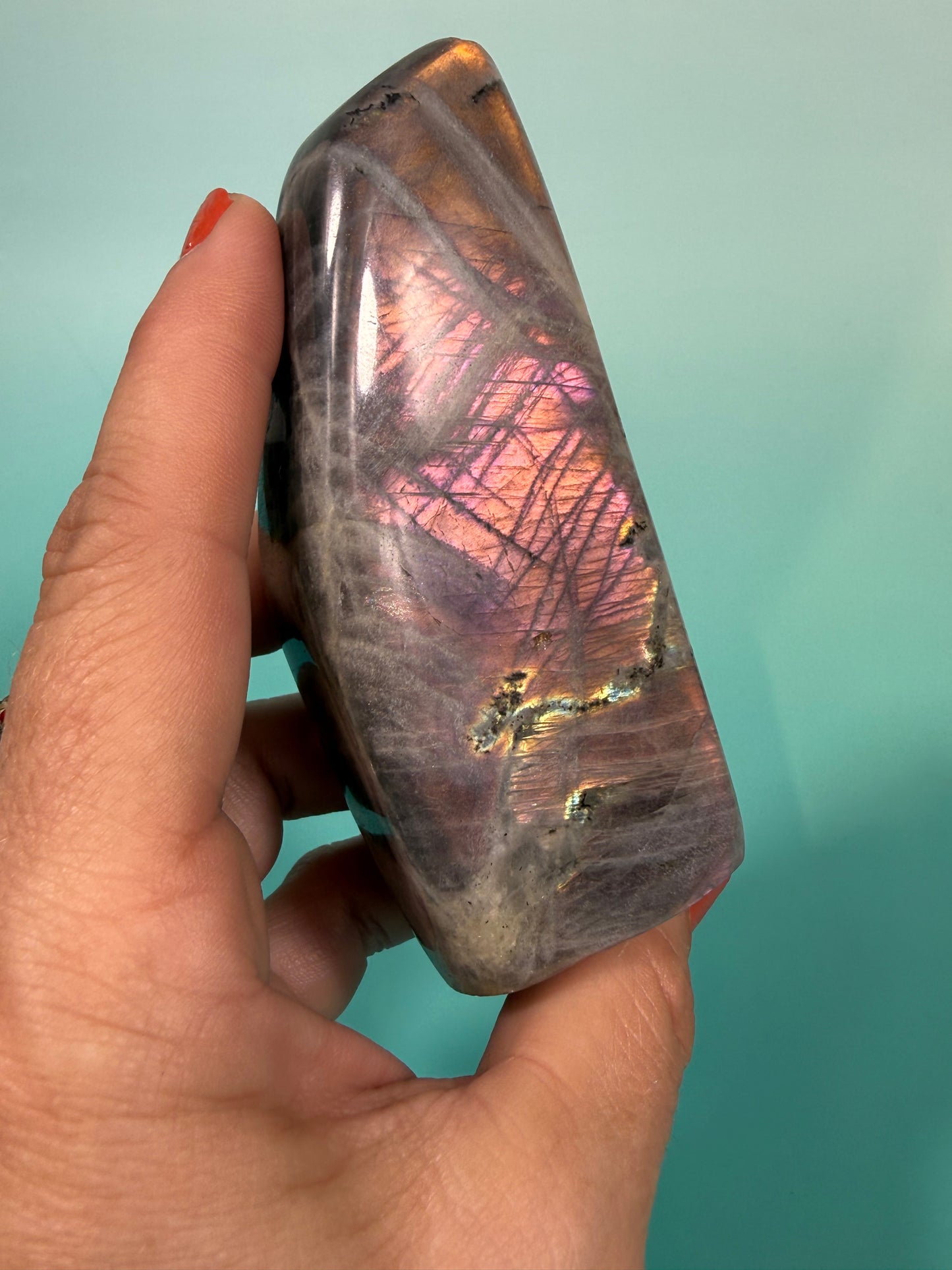 Beautiful pink flash labradorite Freeform J