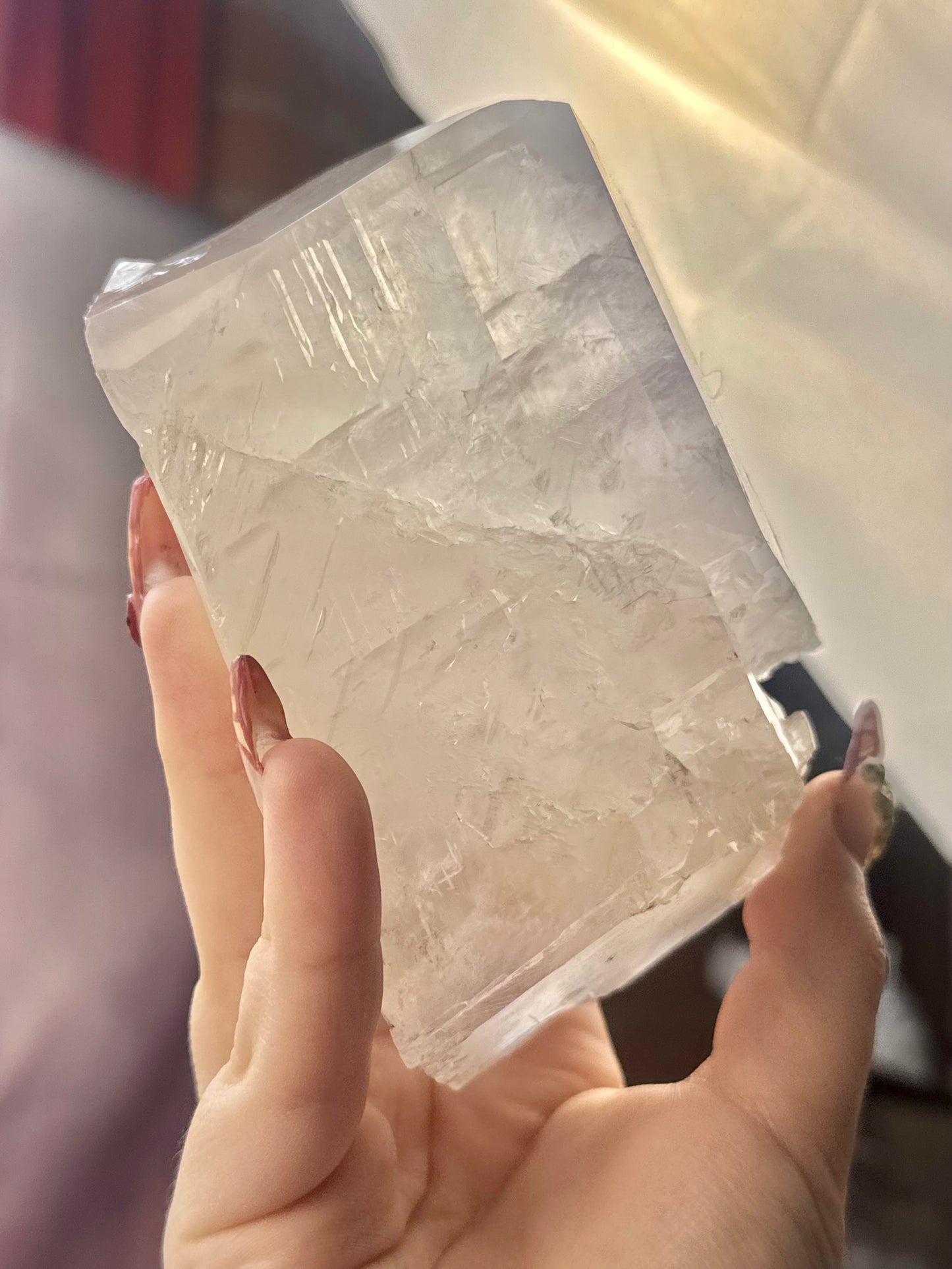 Pale yellow/ purple balmat calcite from the Empire Zinc Mine, New York