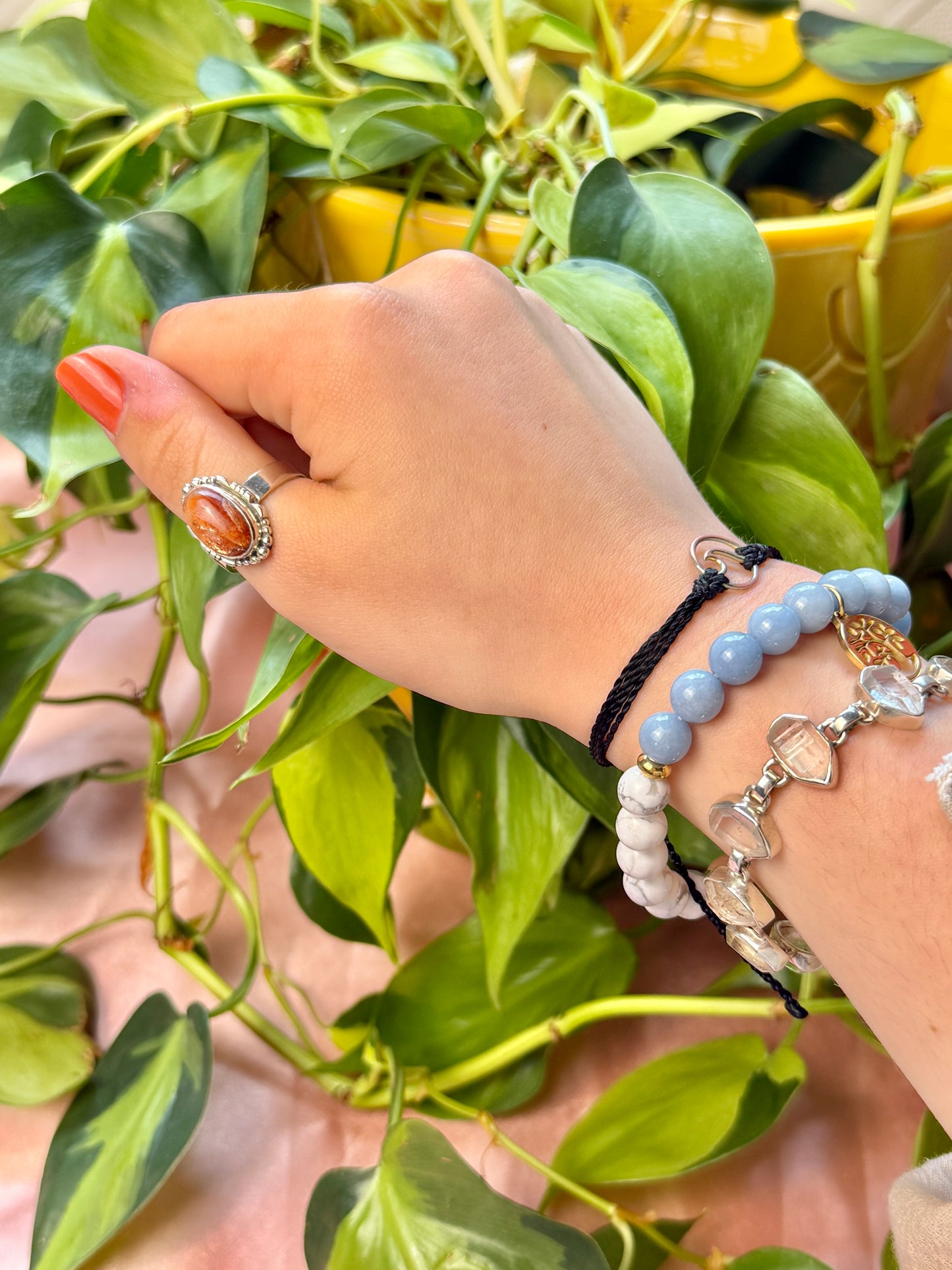 8MM Moonstone x Angelite x Howlite Tree of Life bracelet