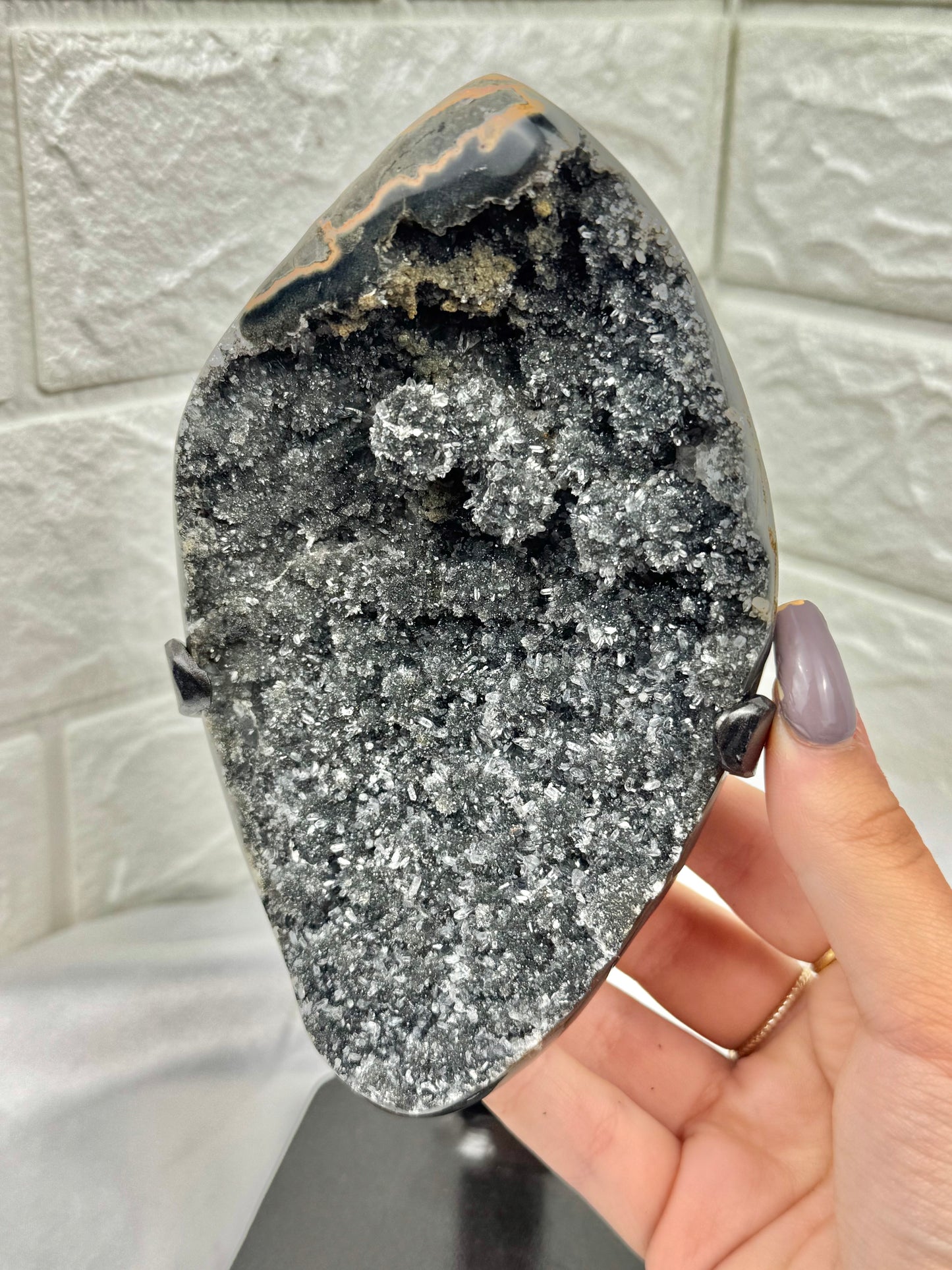 Incredible black amethyst on stand from Brazil