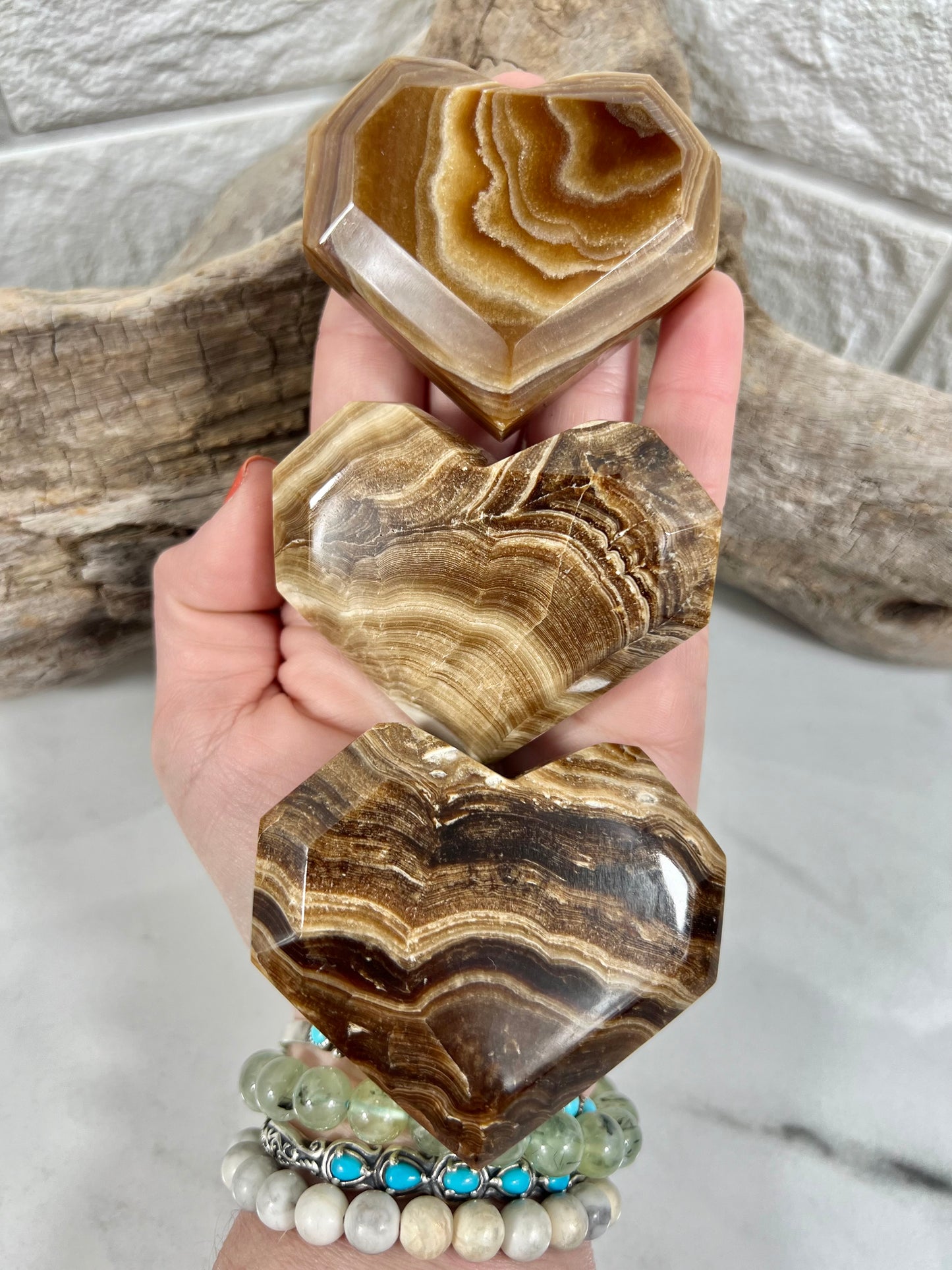 1 chocolate calcite faceted heart