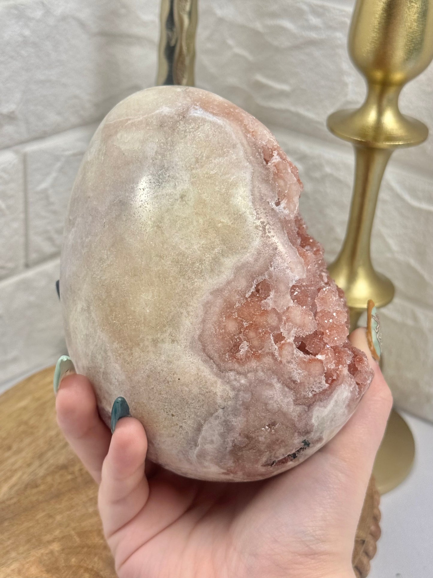 Amazing XL druzy pink amethyst egg from Brazil