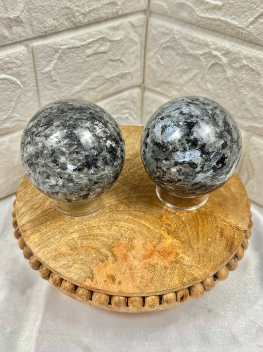 1 stunning blue flash larvikite sphere