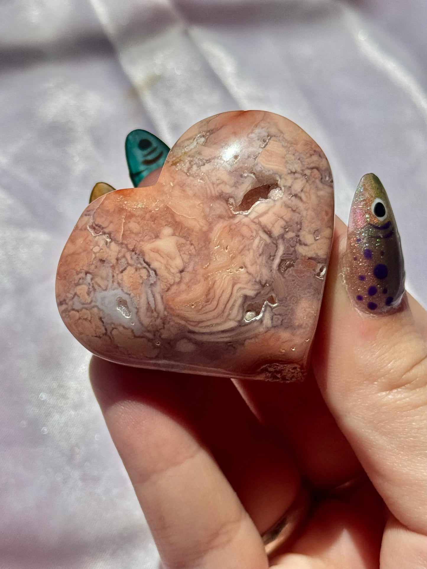 You pick! Cotton candy agate heart