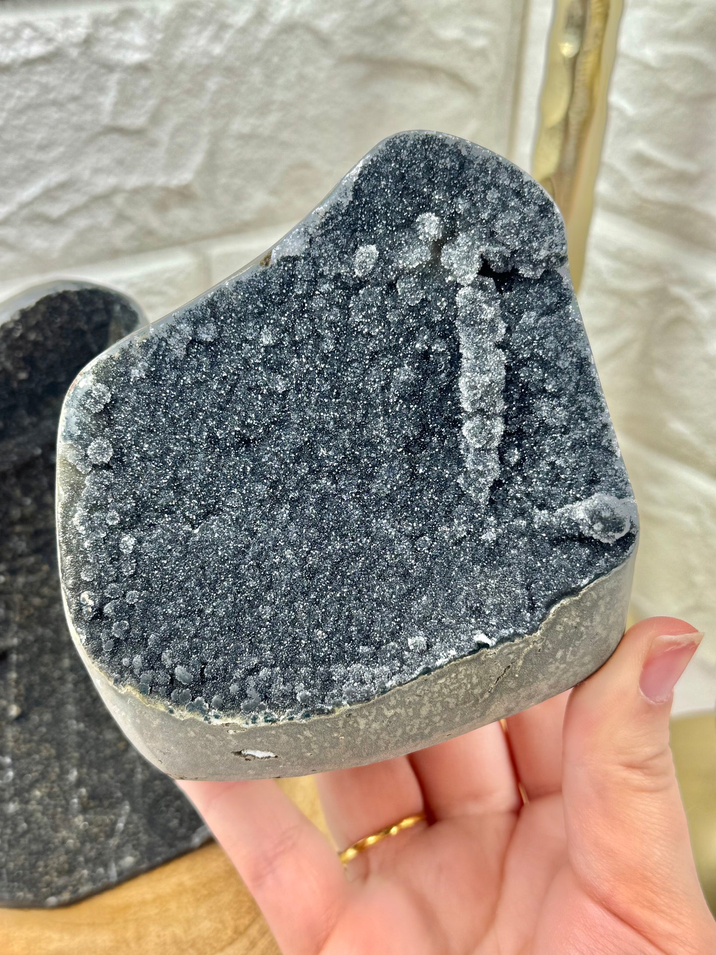 You pick! Sparkly black amethyst cutbase’s from Brazil